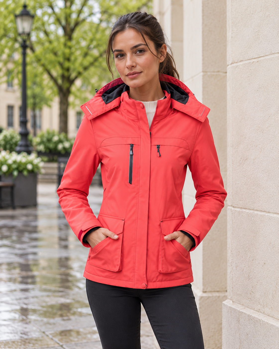Veste chauffante femme sport — porté en situation
