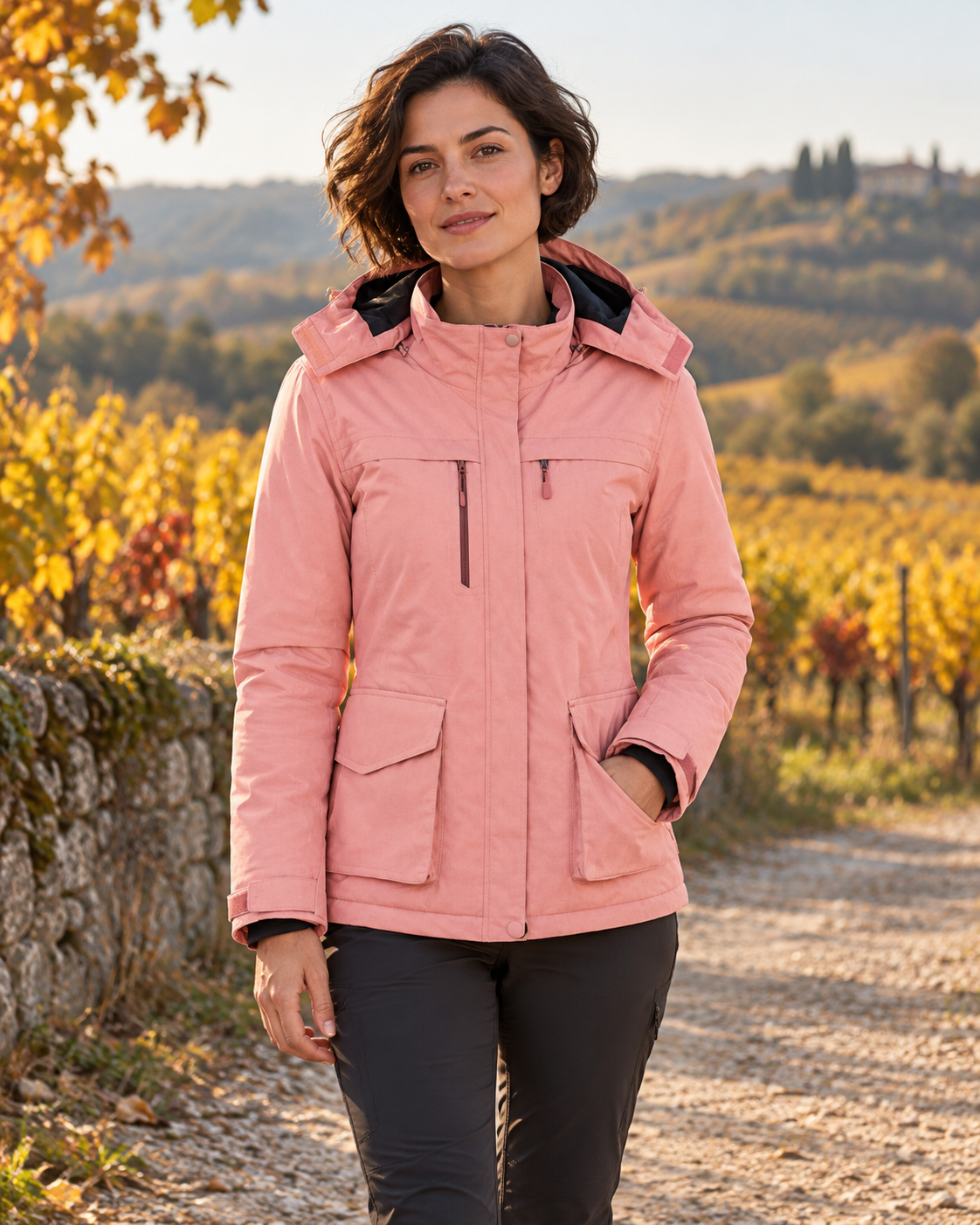 Veste chauffante femme motoneige — porté en situation
