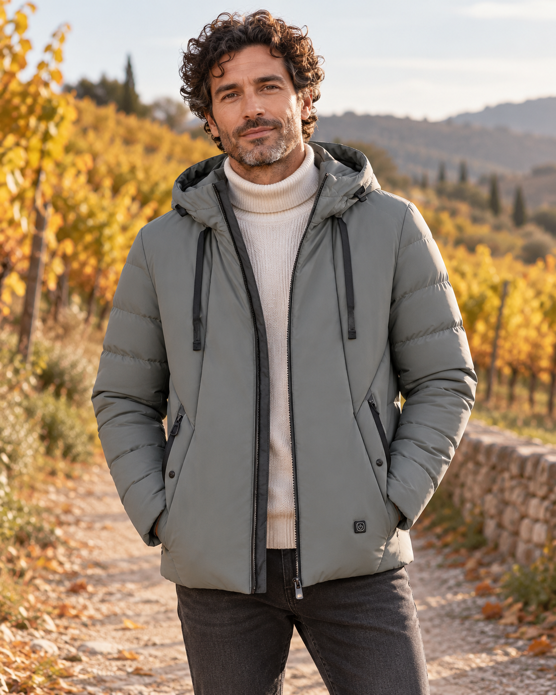 Veste électro chauffante homme — porté en situation
