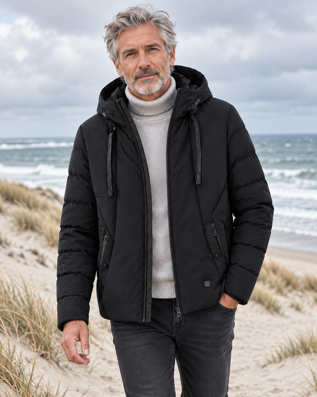 Veste chauffante homme manche longue — porté en situation
