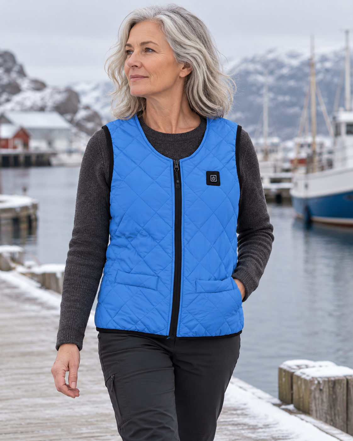 Veste chauffante taille S — porté en situation