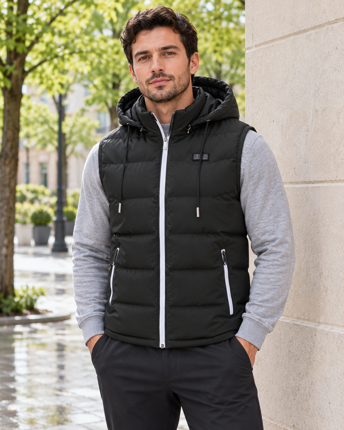 Veste chauffante taille XXL — porté en situation