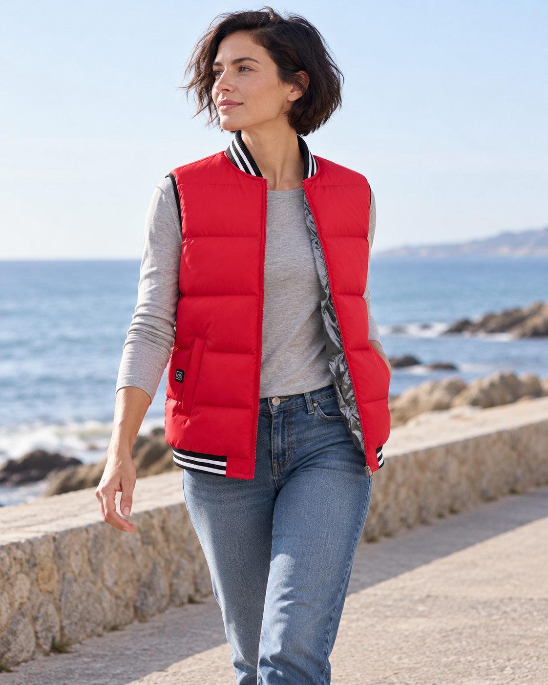 Veste doudoune chauffante — porté en situation
