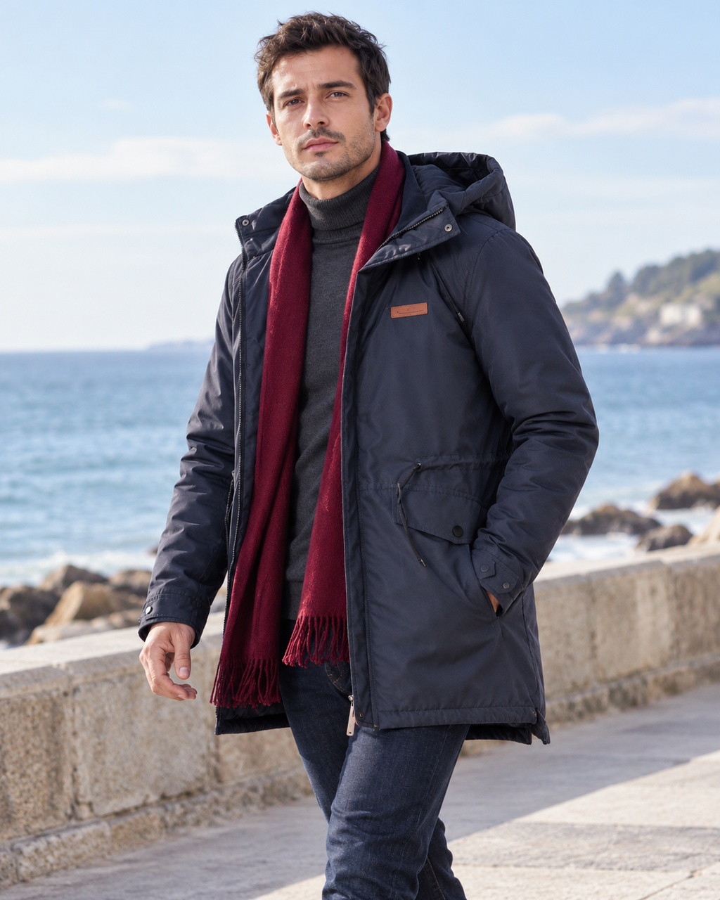 Veste chauffante homme chantier — porté en situation