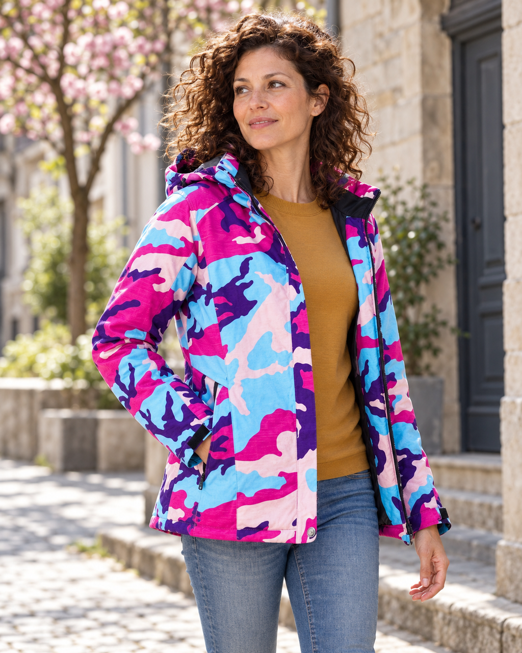 Veste chauffante couleur — porté en situation