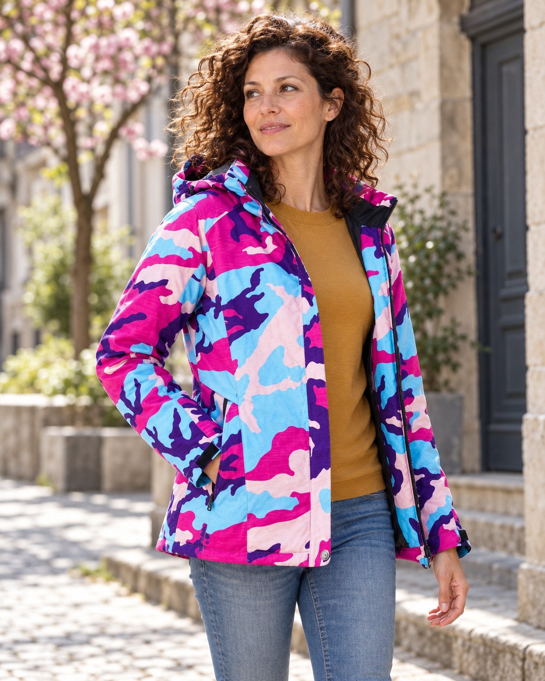 Veste chauffante couleur — porté en situation
