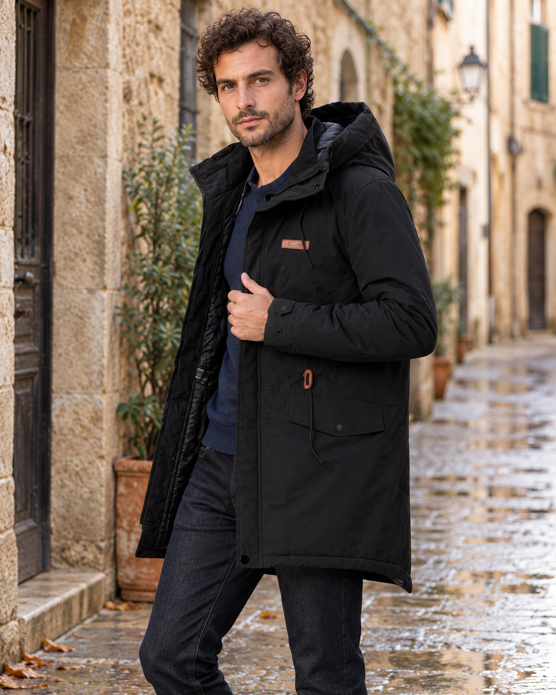 Veste chauffante homme USB — porté en situation