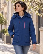 Veste chauffante unisex | bleue — porté en situation