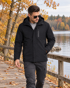 Veste chauffante de travail noire — porté en situation