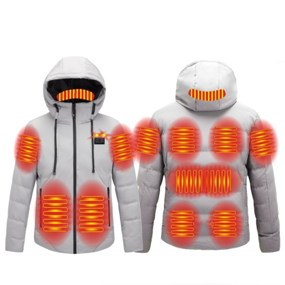 Blouson chauffant épais 11 zones de chauffe et double contrôle Vêtement-chauffant.com Gris M 