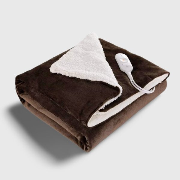 Couverture chauffante marron foncé