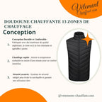 Doudoune chauffante 13 zones de chauffage