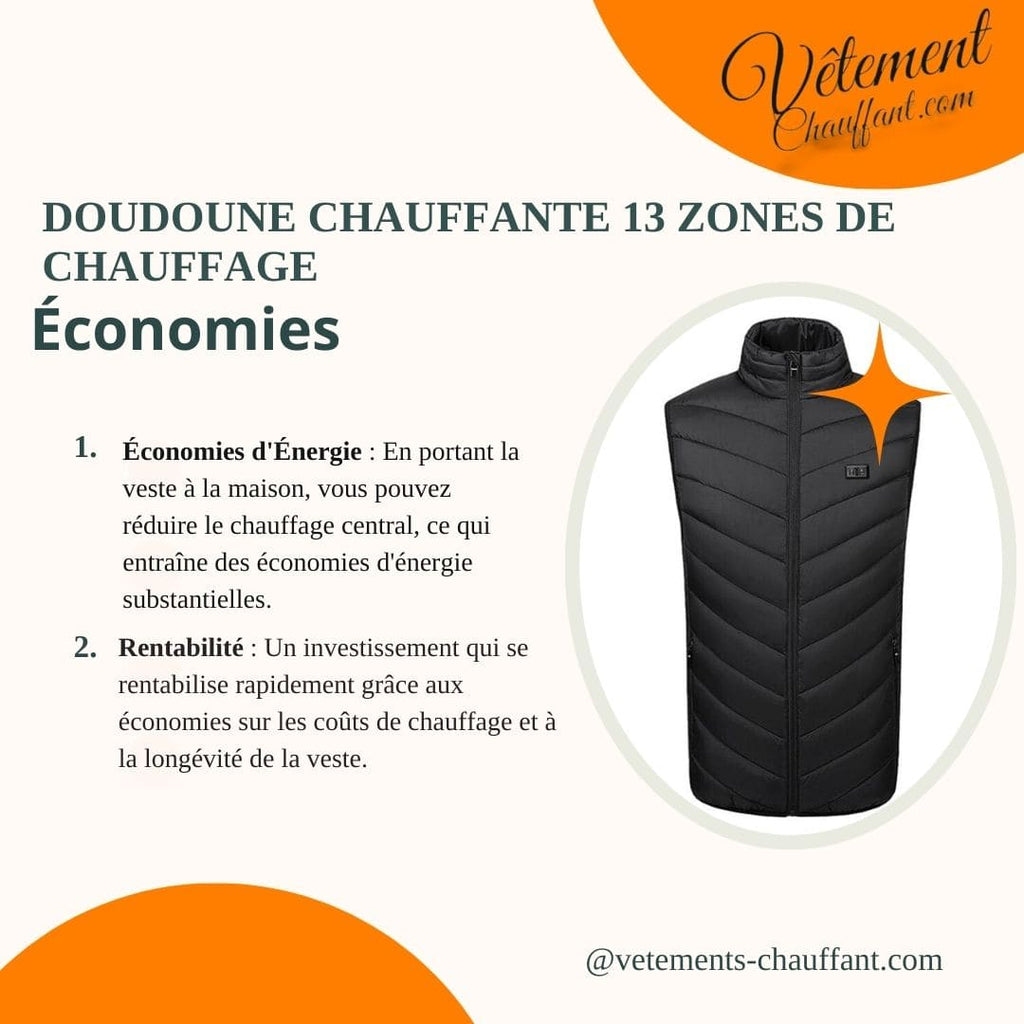 Doudoune chauffante 13 zones de chauffage