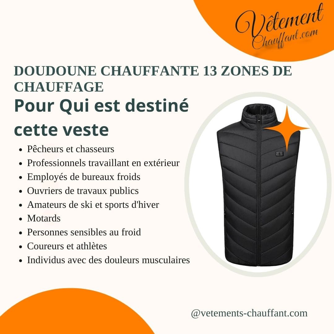 Doudoune chauffante 13 zones de chauffage