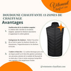 Doudoune chauffante 13 zones de chauffage
