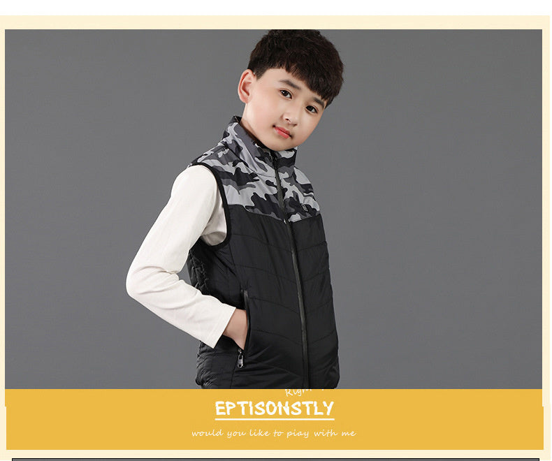 Gilet Chauffant Enfant Camouflage Gris