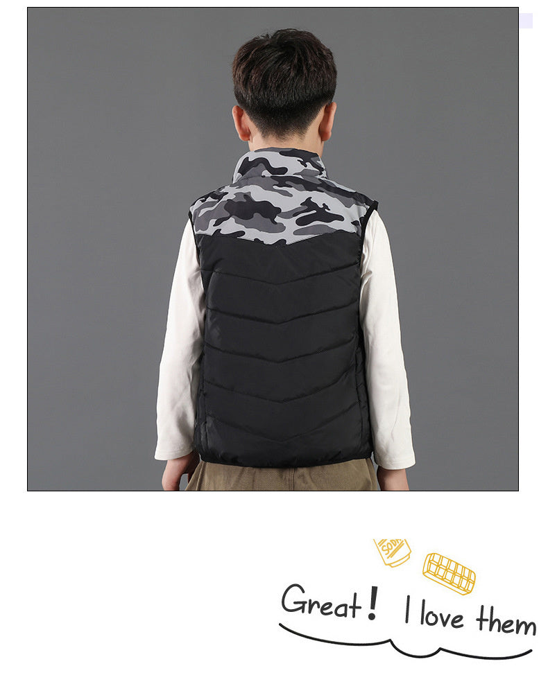 Gilet Chauffant Enfant Camouflage Gris