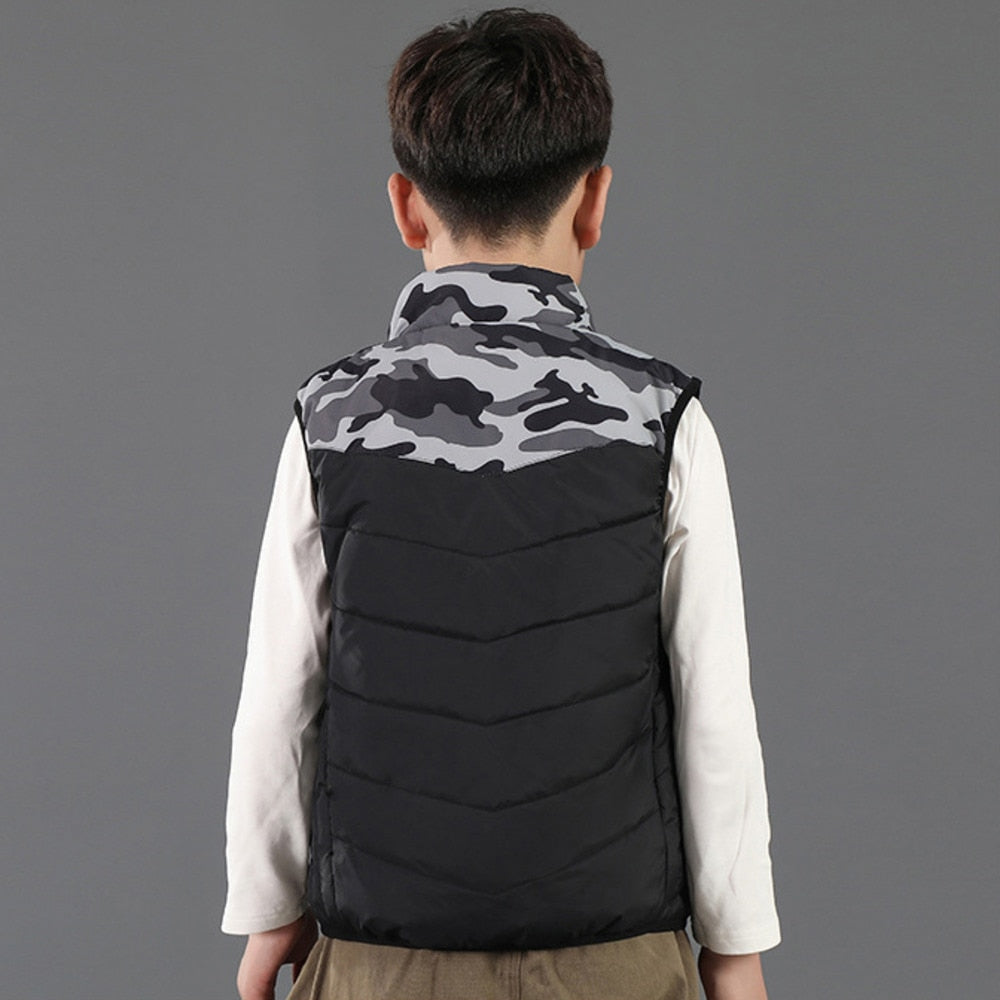 Gilet Chauffant Enfant Camouflage Gris