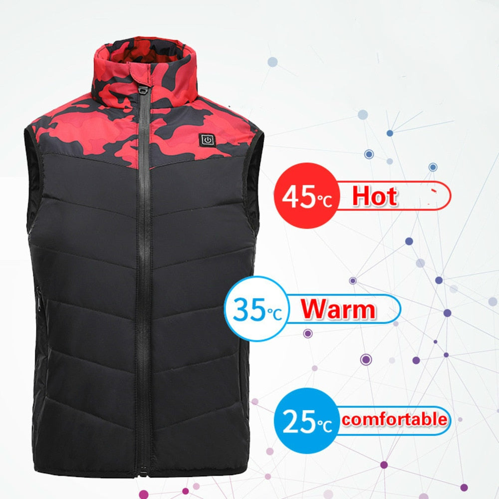 Gilet Chauffant Enfant Camouflage Rouge
