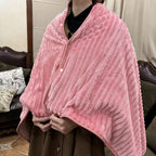Poncho chauffant en peluche rose
