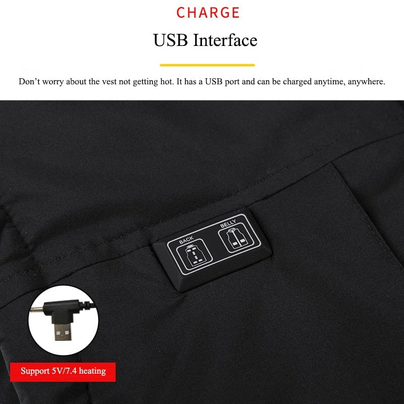 Veste chauffante bleue à 11 zones de chauffe