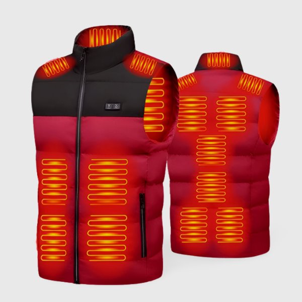 Veste chauffante électrique à manche courte rouge et noire
