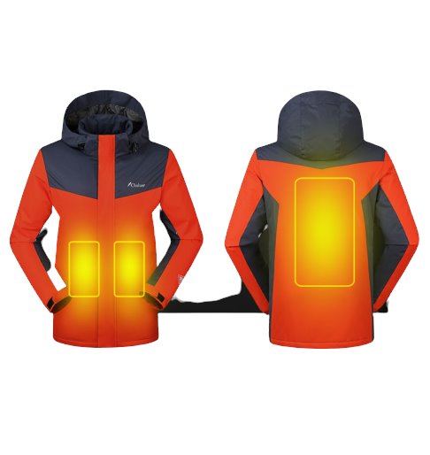Veste chauffante imperméable rouge
