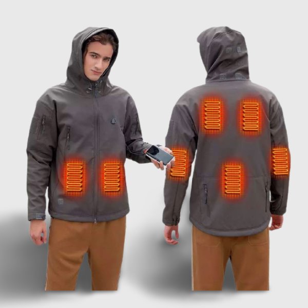 Veste chauffante légère grise à capuche