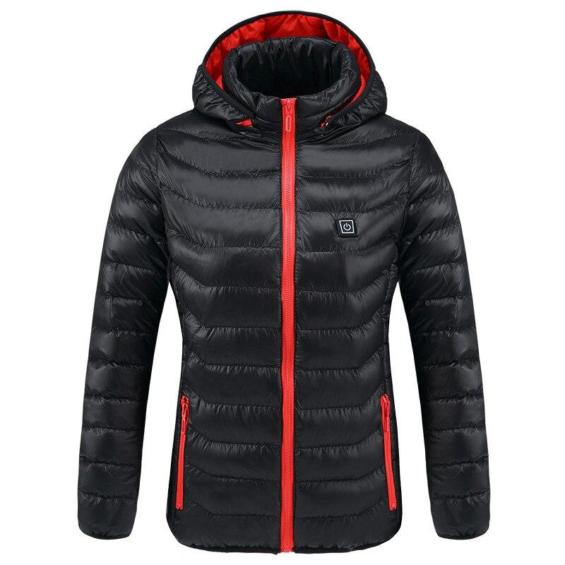Veste d'hiver chauffante rouge et noire